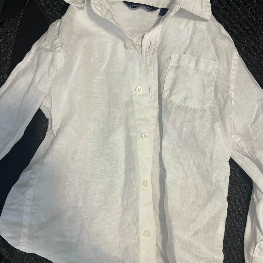 Janie and Jack white linen button down